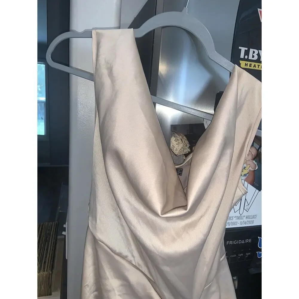 Pretty Little Thing Satin Off The Shoulder Draped Dress Nwt 78$ formal 10 fall - Picture 9 of 11